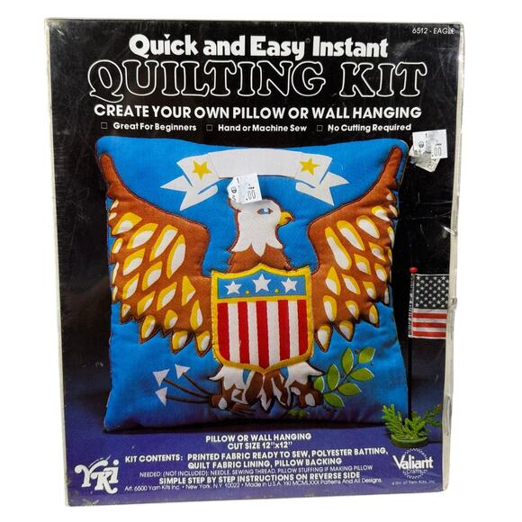 Quick & Easy Instant Quilting Kit USA Eagle Pillow Wall Hanging Valiant 6512 - Picture 1 of 10